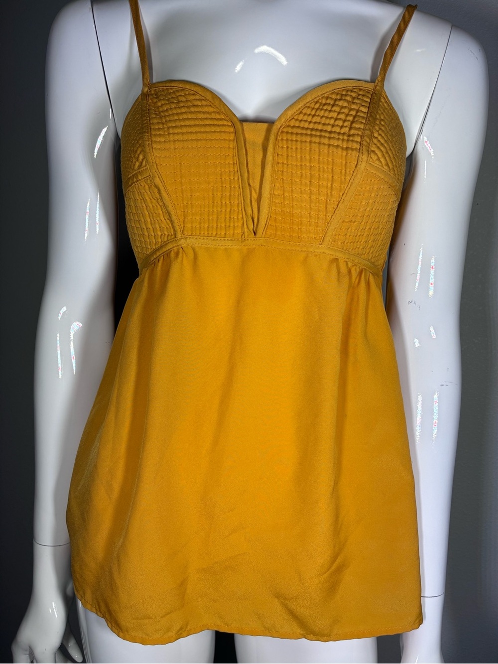 Xhilaration Mustard Yellow Textured Bust Mini Dress